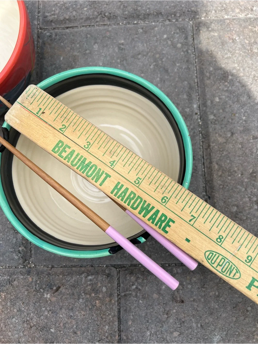 Handmade Ramen Bowl Set — Teal & Red, Artist Signe